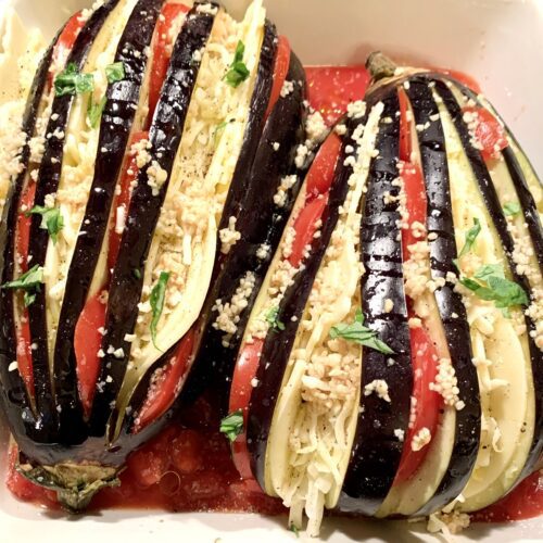 Fan-Shaped Eggplant Parmesan