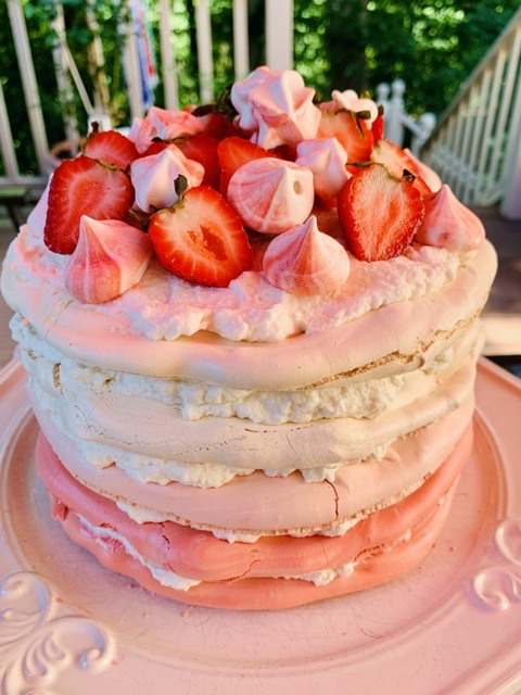 Ombré Pavlova Cloud Cake
