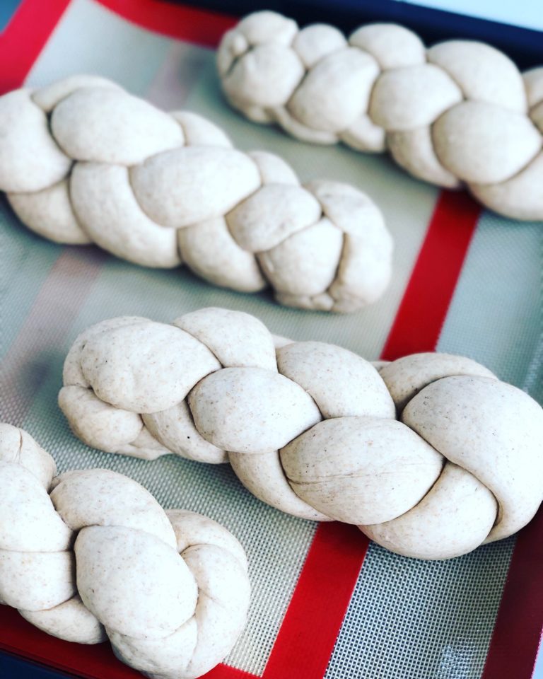 4 Traditional Swiss braided breads „Zopf“, vegan version, not baked