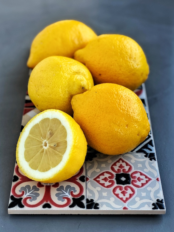 Lemons on ceramic plate
